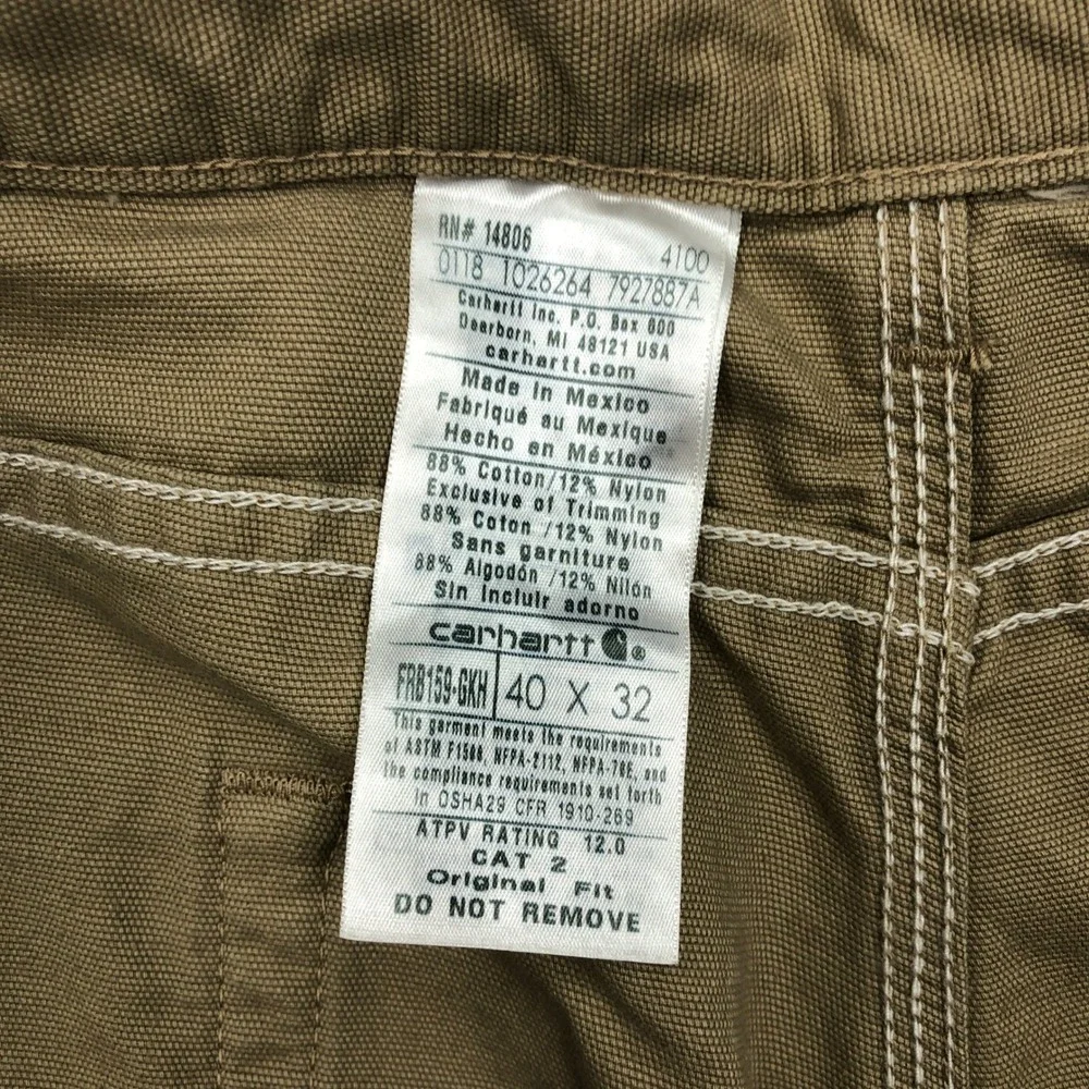 Carhartt FR Flame Resistant Work Pants Khaki 40x32 FRB159-GKH Original Fit